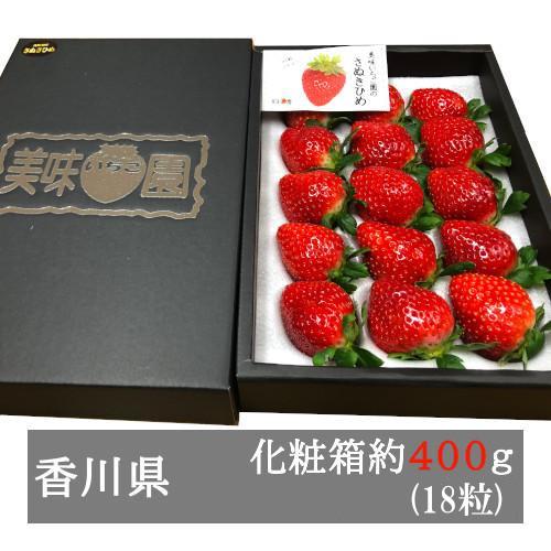 美味いちご園 さぬきひめ 大粒約４００ｇ化粧箱入り（１８粒） 香川県産