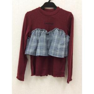 ラブトキシック　ラブトキシック キッズ えんじリブニット 胸あたりチェック重ね サイズL(160)