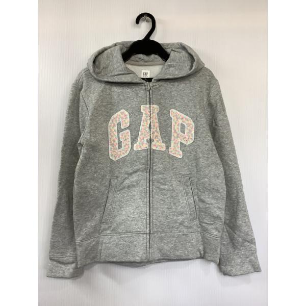 GAP　キッズ、裏起毛パーカー ジップアップ グレー ガールズ