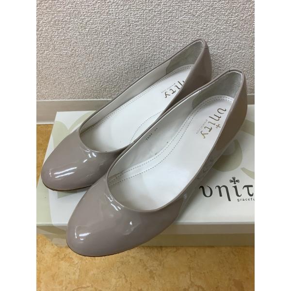 unity　unity ベージュパンプス アニマル柄ヒール サイズ23