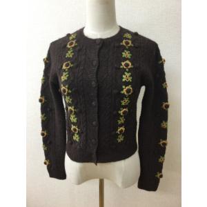 レディース 古着 90s EXPRESS TRICOT 花 フラワー ヘビー ウール