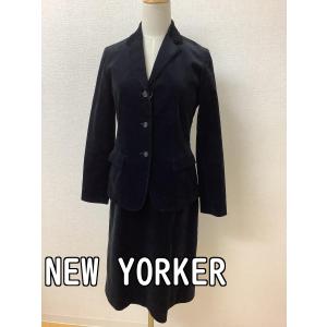 ニューヨーカー (NewYorker)　黒コーデュロイスーツ ストレッチ サイズジャケット9AR スカート11｜bimota