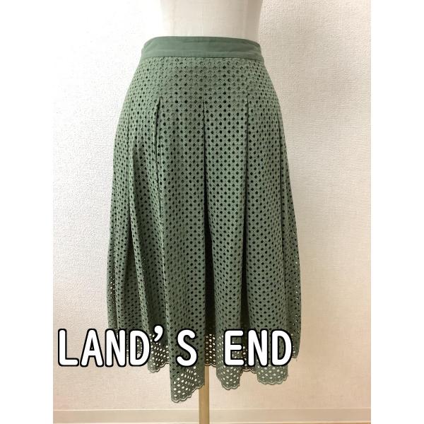 LAND'S END ランズエンド　モスグリーンスカート 透かし模様 サイズ70