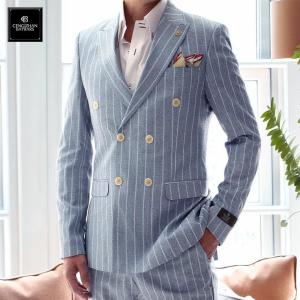 テーラードジャケット ダブル 金ボタン ブレザー 6つボタン 茶