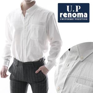 レノマ　RENOMA　ボタンダウンシャツ チェック 白 メンズ  　春/夏/秋　 　ワンポイント　綿100％　ゆったり目　　｜bin-1