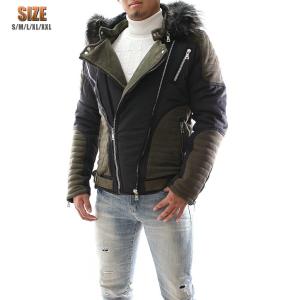 中綿ジャケット ライダースジャケット フード付き メンズ