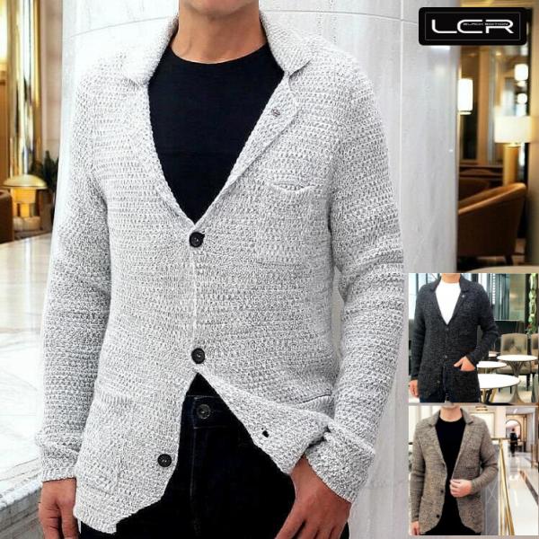 ニット テーラードジャケット メンズ カーディガン 秋冬 セーター 大きいサイズも 入荷 やや厚手　...