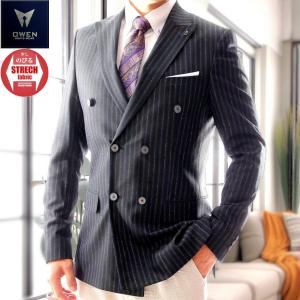 テーラードジャケット ダブル ブレザー メンズ 黒/青