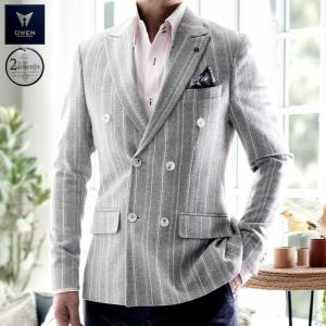 テーラードジャケット ダブル ブレザー かすれ ピン ストライプ メンズ