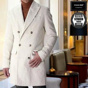 チェスターコート 紺/ネイビー コーデュロイ ハーフコート メンズ