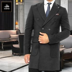 チェスターコート メンズ スリム ウール ハーフコート 秋冬 白