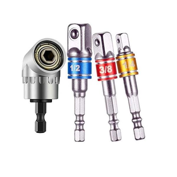 電動ドリル インパクトドライバー対応 L型アダプター 直角アングルアダプター ソケットアダプター3本...