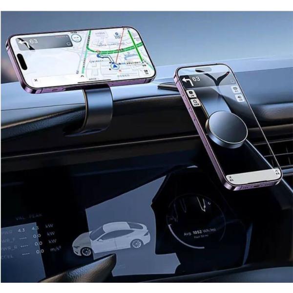 強力磁石 車用スマホスタンド 充電機能なし ダッシュボード固定 スチールリング2枚付