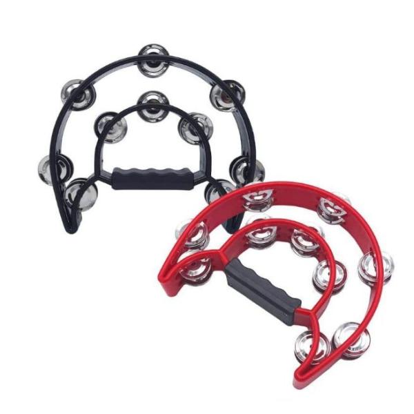 タンバリン 半円型  打楽器 パーカッション カラオケ パーティー 盛り上げる (ブラック＆レッド&amp;...