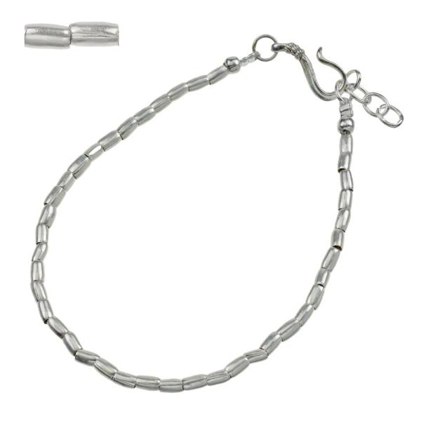 ブレスレット メンズ カレンシルバー チェーンブレスレット 細め パイプビーズ カレンシルバーブレス...