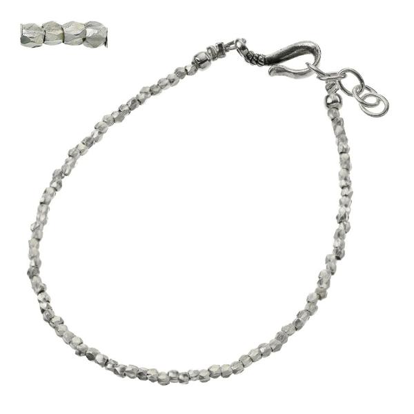 ブレスレット メンズ カレンシルバー カットビーズ チェーンブレスレット 細め シルバーブレスレット...