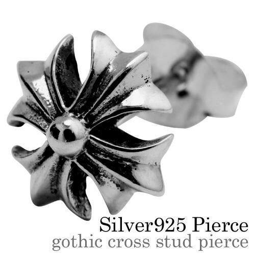 ピアス メンズ レディース シルバー925 クロス スタッドピアス 十字架 ゴシック シンプル 小さ...