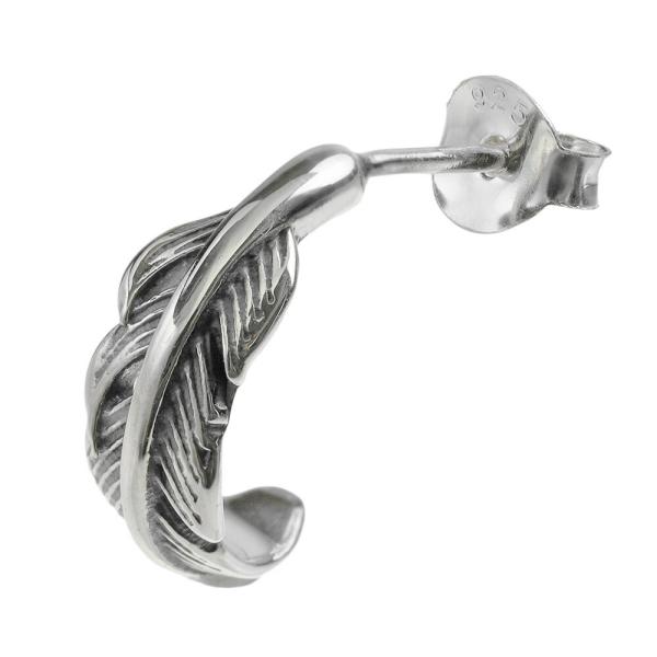 フェザー フープピアス メンズ レディース 片耳用 シルバー925 羽根 ウイング 翼 リングピアス...