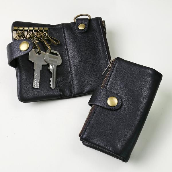 キーケース ミニ財布 送料無料 多機能 小銭入れ カード入れ 本革 レザー メンズ コンパクト シン...