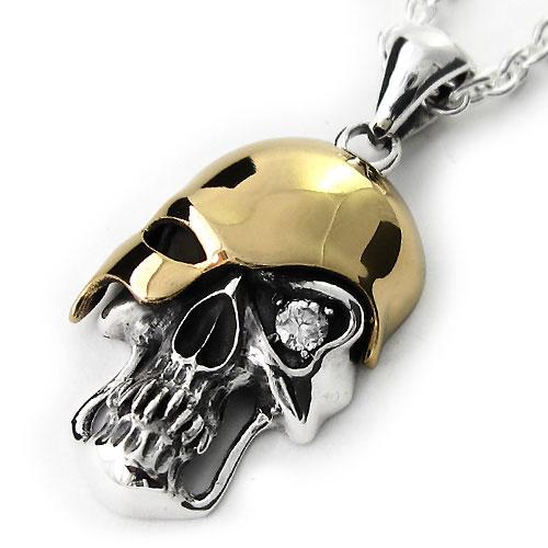 ネックレス メンズ レディース シルバー925 ペンダントトップのみ ゴールド スカル ドクロ ガイ...