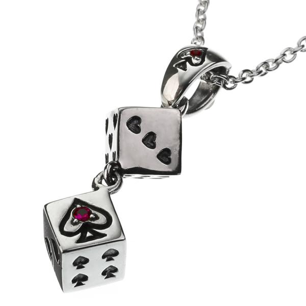 ネックレス メンズ レディース シルバー925 ペンダントトップのみ サイコロ ダイス ハート スペ...
