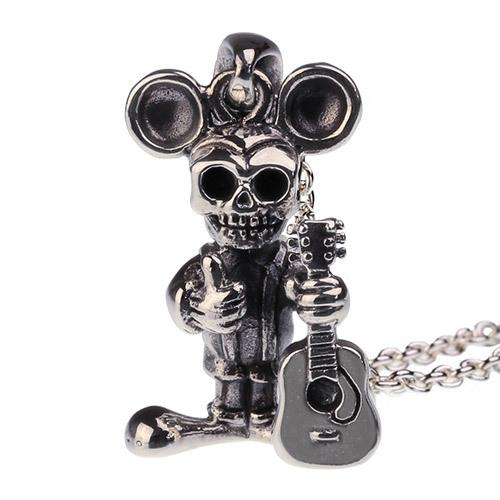 スカル マウスネックレス ペンダントトップ メンズ シルバー925 ネズミ ガイコツ ドクロ ハロウ...