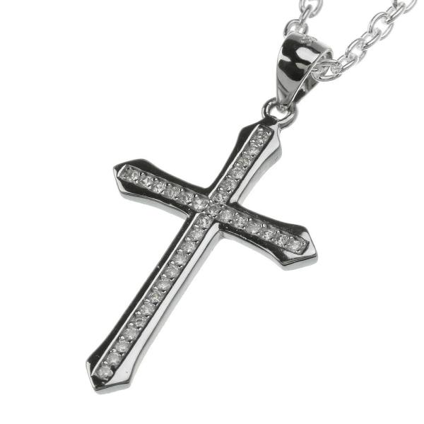 クロス 十字架 ジルコニア ペンダント (トップのみ) ネックレス メンズ シルバー925 アクセサ...