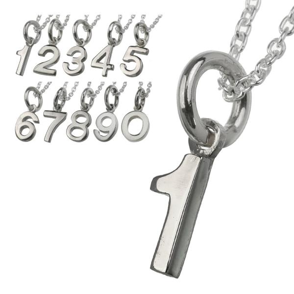 数字ネックレスペンダントトップ メンズ レディース ラッキーナンバー シルバー925 シンプル 小さ...