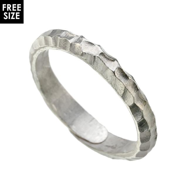 槌目 カレンシルバー リング メンズ 指輪 メンズ 細め シルバー925 アクセサリー フリーサイズ