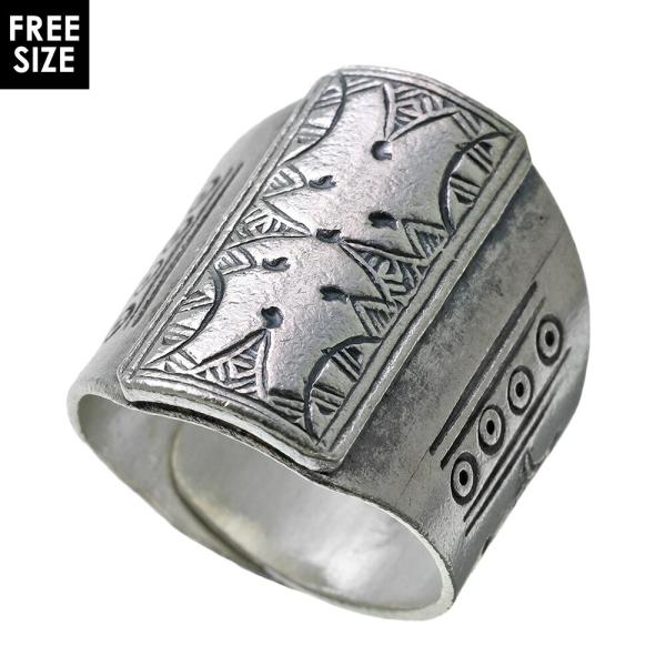指輪 送料無料 シールド カレン シルバー リング メンズ ピュアシルバー フリーサイズ 幅広 幾何...