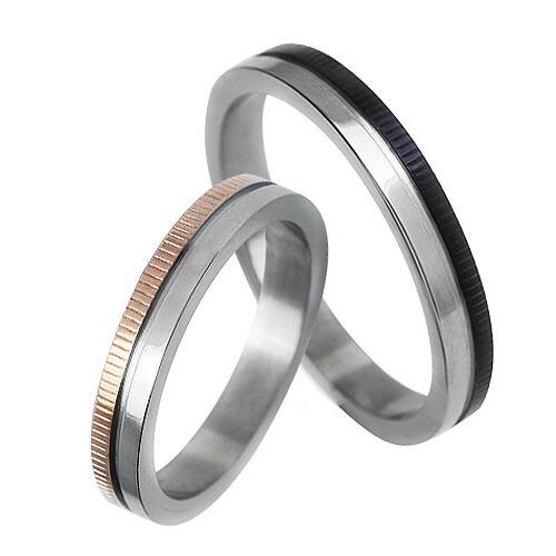 (有料刻印可能)(ペア販売)ハーフストライプカラーペアリング 指輪 ペア