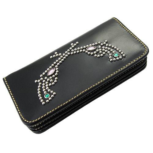 スタッドガンレザーウォレット 牛革財布 長財布 メンズ 本革