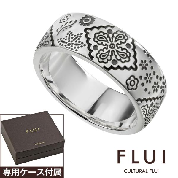 FLUI ペイズリー 甲丸リング メンズ 指輪 シルバー925 バンダナ柄 クッキー柄 彫金 リヴュ...