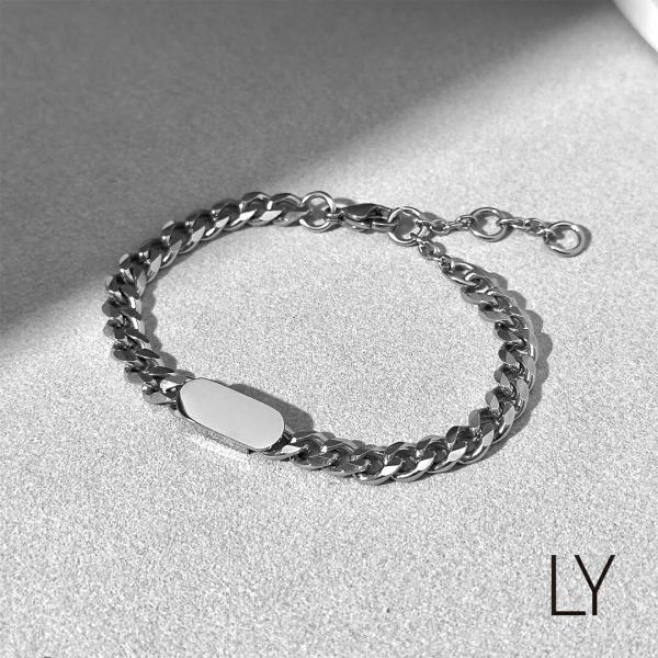 喜平チェーンブレスレット メンズ レディース ユニセックス アジャスター プレート タグ 6.5mm...