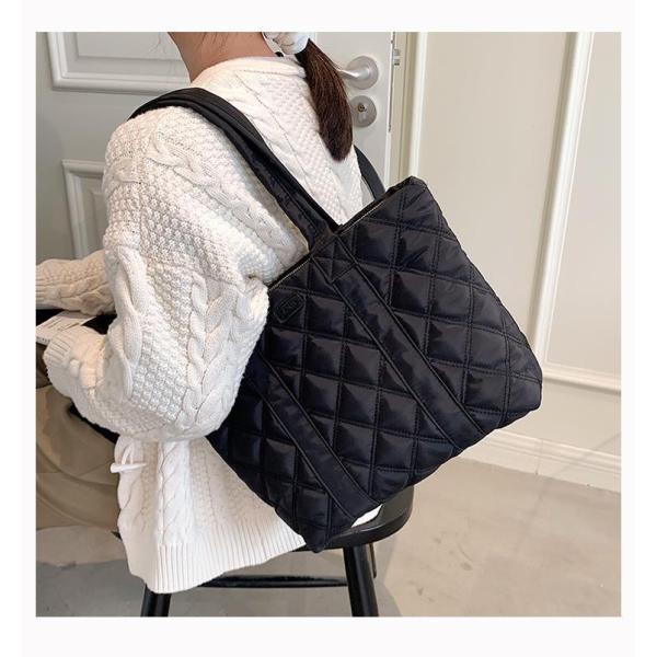 24時間内発送トートバッグ レディース 軽量 バッグ かばん キルティング A4 ファスナー付き 冬...
