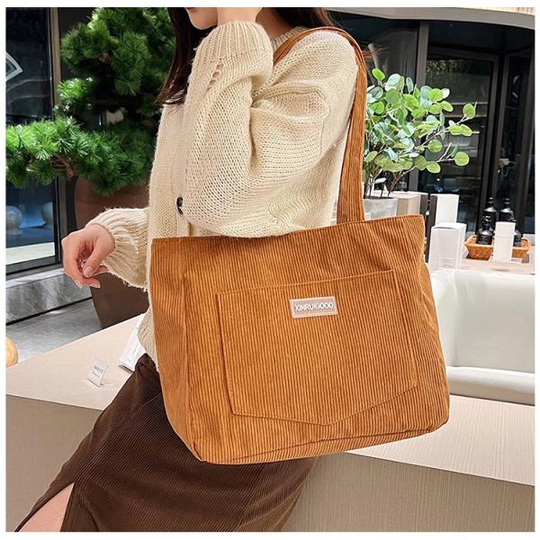 5色トートバッグ レディースバッグ コーデュロイ キャンバス a4対応 通学通勤 軽量 カバン 10...