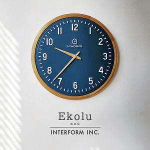 クーポン発行中 INTERFORM インターフォルム Ekolu エコル ウォールクロック CL-4072 壁掛け時計 掛け時計 アカシア材 スイープムーブメント インテリア
