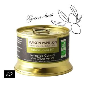 ユーロリーフ認証 カモとグリーンオリーブのテリーヌフランス産 パテ