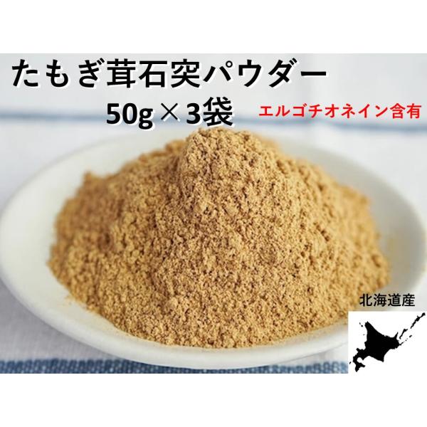 たもぎ茸石突粉末 50g×3袋 エルゴチオネイン含有 北海道産 生産者直送 タモギダケ タモギタケ　