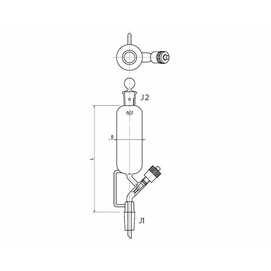 旭製作所 円筒形摺付ロート ニードルバルブ ３０mL 1個 3734-30N-3L