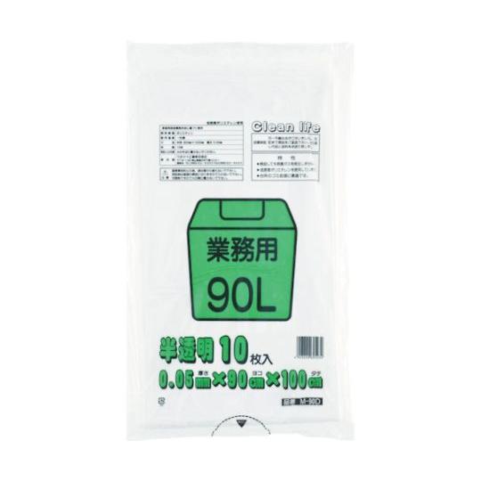 ワタナベ工業 業務用ポリ袋90L　白半透明　（10枚入） M-90D 1袋(10枚入)