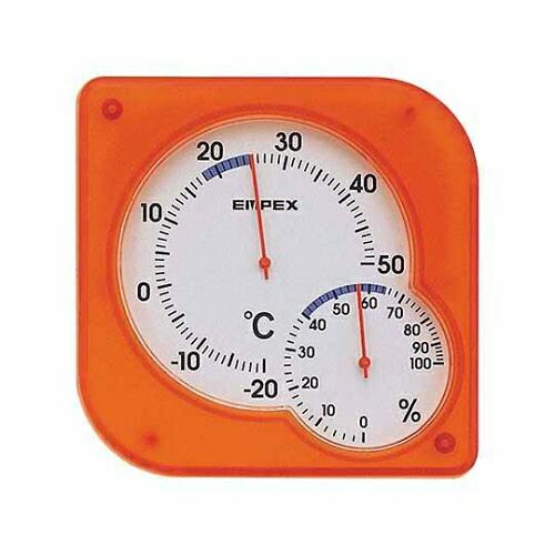 エンペックス シュクレmidi温・湿度計 76×75×13mm 35g(ブリスター) クリアオレンジ...