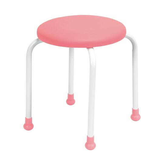 日本ホップス 丸椅子　ポルカ2　背なしタイプ　ピンク 1台 700-7311