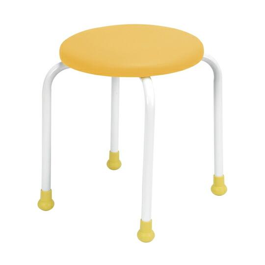 日本ホップス 丸椅子　ポルカ2　背なしタイプ　イエロー 1台 700-7314