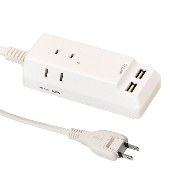 ELPA 耐雷USBコード付きタップ 2.5m 1個 WL-2225SU