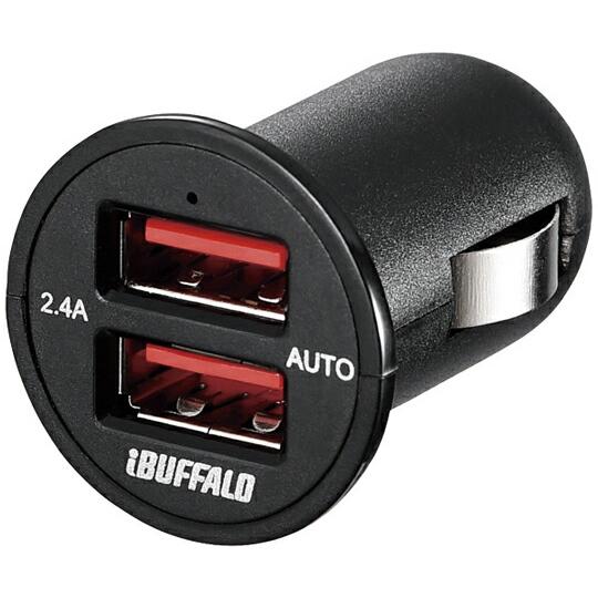 BUFFALO 2.4A シガーソケット用USB急速充電器 AutoPowerSelect機能搭載 ...