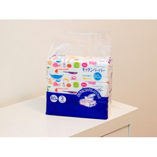 マスコー製紙 キッチンペーパー 80組×3パック入 1個(80組×3パック入)