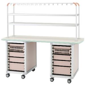 送料無料 作業台（ハーモプラス作業台・４０タイプ） ハンガーシェルフタイプ ピーチ ピーチ WT-1805-4