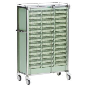 送料無料 与薬カート（１Ｗｅｅｋ・３９床用） ホワイト 与薬ケース８日分セット KC-453-S