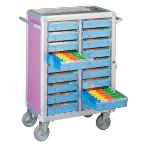 送料無料 マイスコ与薬カート（駒タイプ）鍵付 ライラック １８床用（２列×９段） MY-NIKS18